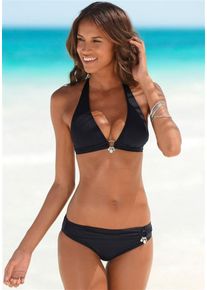 s.Oliver RED LABEL, Damen Triangel-Bikini, Schwarz / Silber