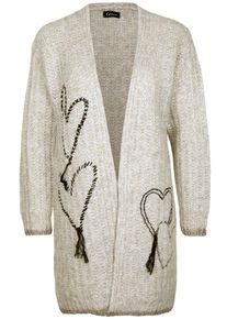 grace, Damen Strickjacke 'HEARTS', Beige / Schoko