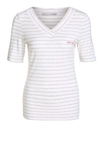 Oui, Damen Ringelshirt, Grau / Wei&szlig;meliert
