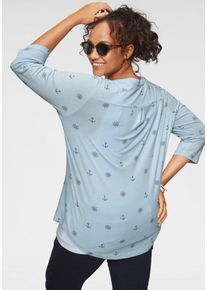 Tom Tailor, Damen Polo Team Blusenshirt (Set, 2 tlg., mit Top), Blau / Weiß