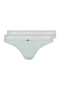 Skiny, Damen String 'Cotton Graphic', Hellblau