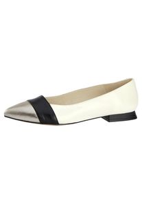 Heine, Damen Ballerina, Creme / Schwarz / Silber
