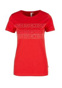 Q/S Designed By, Damen Shirt, Azur / Neonrot / Weiß