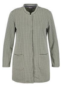 SAMOON, Damen Jacke Gewirke mit Karo-Jacquard, Dunkelgrün / Naturweiß
