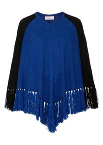 SheeGOTit, Damen Strickponcho, Royalblau / Schwarz