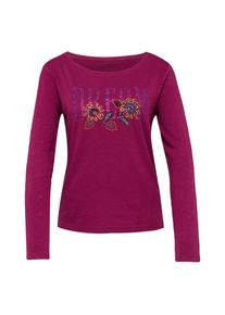 Tom Tailor, Damen T-Shirt mit Stickereien, Neonpink