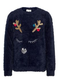 name it, M&auml;dchen Pullover, Navy / Gold / Silber