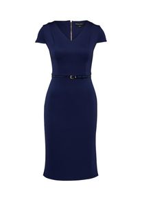 Dorothy Perkins, Damen Kleid 'Plain belted scuba pencil', Dunkelblau
