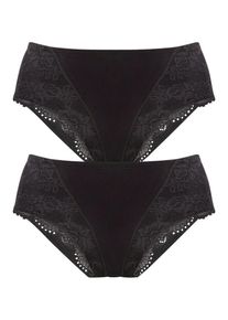 Petite Fleur, Damen Control-Jazzpants (2 Stück) mit Spitze, Schwarz