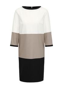 Apart, Damen Kleid mit Rundhalsauschnitt, Creme / Taupe / Schwarz