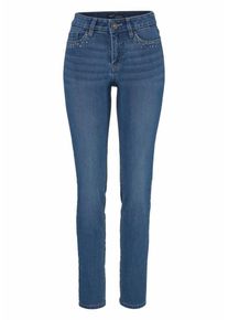 Arizona, Damen Skinny-fit-Jeans 'Taschen mit Glitzerstein-Applikation', Blue Denim