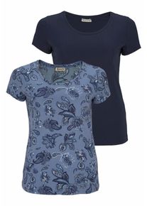 Boysen's BOYSEN'S, Damen T-Shirt (Packung, 2er-Pack), Hellblau / Dunkelblau