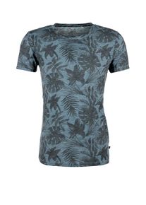 Q/S Designed By, Herren Vintage-Shirt mit Exotic-Print, Taubenblau / Schwarz