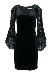Heine, Damen Cocktailkleid Ausbrenner, Schwarz