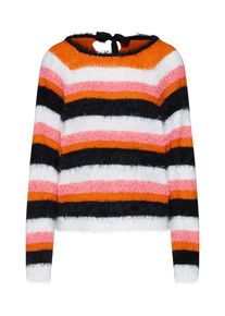 Only, Damen Pullover 'TURIN', Dunkelorange / Schwarz / Wei&szlig;