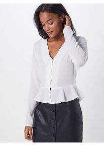 Missguided, Damen Bluse 'Long Sleeve Button Peplum Top', Weiß