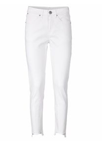 Heine, Damen 7/8-Jeans mit Fransen, Weiß