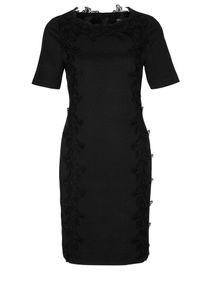 s.Oliver BLACK LABEL, Damen Shiftkleid mit Spitzen-Applikationen, Schwarz