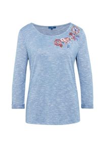 Tom Tailor, Damen Shirt 'T-shirt rich embroidery', Rauchblau / Mischfarben
