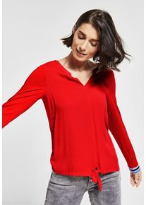 Street One, Damen Shirt 'Pamina', Rauchblau / Orangerot / Schwarz / Weiß