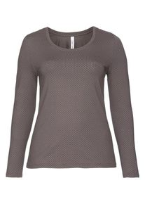 sheego Casual, Damen Langarmshirt, Dunkelgrau / Altrosa