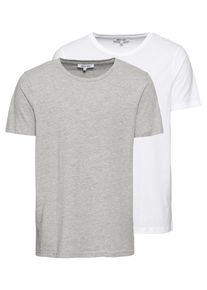 ABOUT YOU, Herren T-Shirts 'Marek' 2er Pack, Grau / Weiß