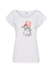 Iriedaily, Damen Shirt 'It Hasi', Grau / Hellorange / Weiß