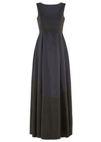 Apart, Damen Abendkleid aus schimmerndem Taft, Nachtblau / Schwarz