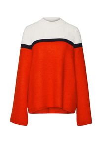 BOSS, Damen Pullover 'Issamay', Feuerrot / Schwarz / Weiß