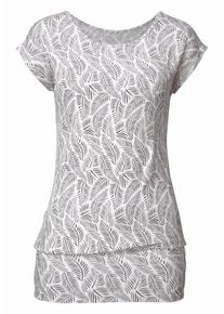 Lascana, Damen Shirt mit Feder-Print, Grau / Schwarz