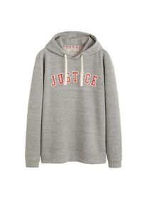 Mango Man, Herren Sweatshirt 'Justice', Graumeliert / Rot / Wei&szlig;
