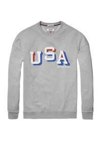 Tommy Jeans, Herren Sweatshirt 'THDM RLX EMBLLSHD CN HKNIT L/S 36', Grau