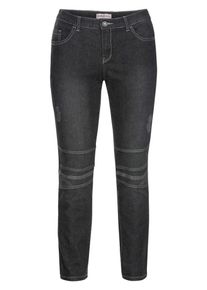 sheego Denim, Damen Schmale Stretch-Jeans &bdquo;Kira&rdquo; im Used-Look, Black Denim