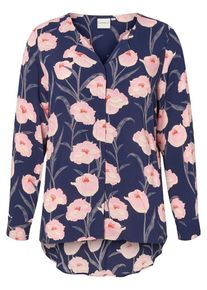 JUNAROSE, Damen Hemd 'Emelie Veronica', Nachtblau / Taubenblau / Hellpink / Orangerot