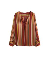 Violeta by Mango, Damen Bluse 'Stripy4', Beige / Goldgelb / Pink / Rot / Schwarz