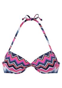 Lascana, Damen Push-up-Top "Pico", Blau / Pink