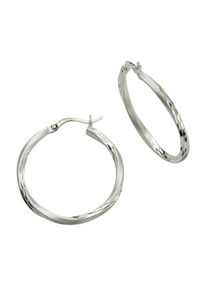 Firetti, Damen Ohrschmuck: Paar Creolen "Basic" diamantiert, Silber