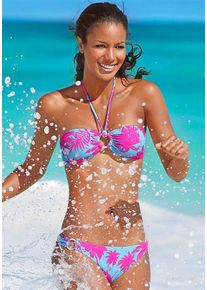 Venice Beach, Damen Bandeau-Bikini, Hellblau / Neonpink