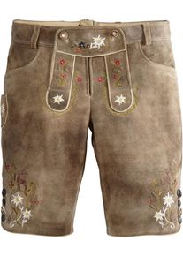 Spieth & Wensky SPIETH & WENSKY, Damen Trachtenlederbermuda mit Blustickerei, Hellbraun