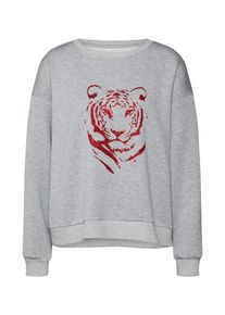 Vila, Damen Sweatshirt, Graumeliert / Blutrot