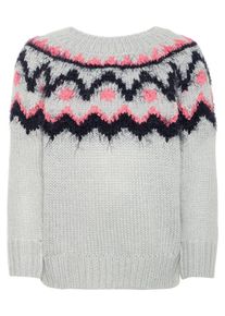 name it, M&auml;dchen Strickpullover, Grau / Pink / Schwarz