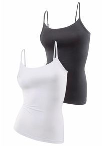 s.Oliver RED LABEL, Damen Bodywear Spaghettitops (2 Stück), Schwarz / Weiß