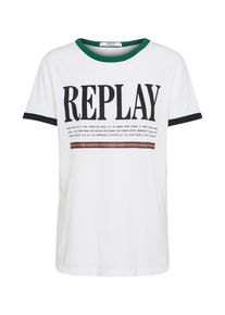 Replay, Damen Shirt, Grün / Orange / Schwarz / Weiß