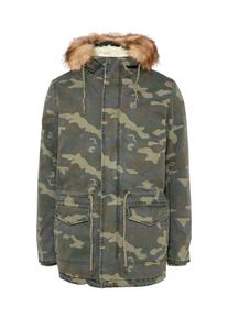 Urban Classics, Herren Übergangsparka 'Camo', Khaki / Dunkelgrün