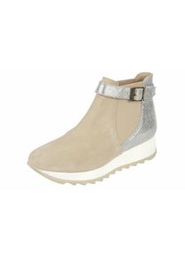 Heine, Damen Stiefelette mit Glanzeffekt, Champagner / Silber / Wei&szlig;