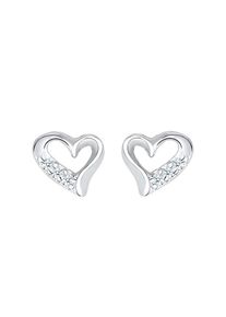 Diamore, Damen Ohrringe 'Herz', Silber / Weiß