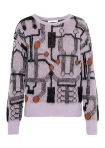 POSTYR, Damen Strickpullover, Bronze / Lila / Schwarz