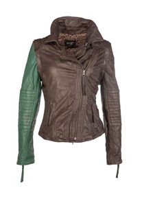 Maze, Damen Lederjacke 'Twinfalls', Braun / Grasgrün