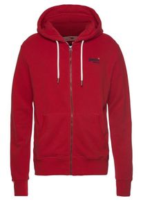 Superdry, Herren Sweatjacke 'Orange', Rot / Schwarz