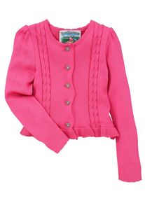Turi Landhaus, Mädchen Trachtenstrickjacke mit Zopfmuster, Pink